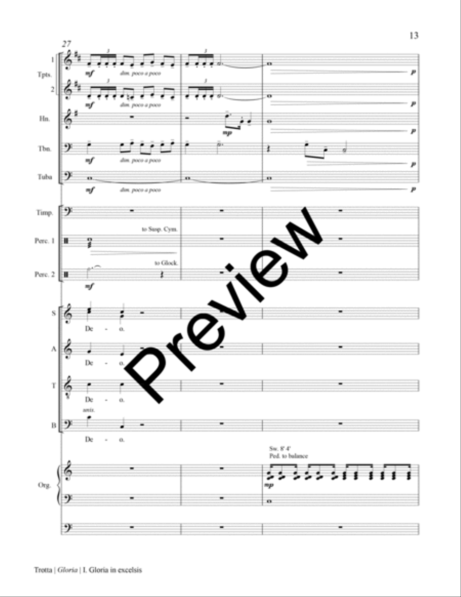 Gloria (Full Score for Organ, Brass, Percussion) Choir scores gallery preview page 16