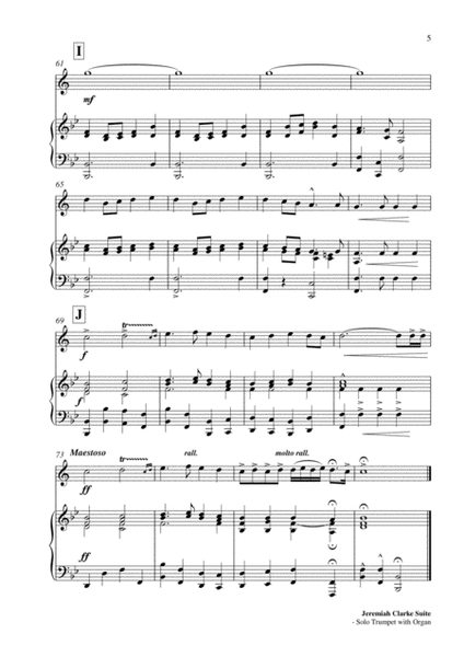 Jeremiah Clarke Suite No. 1 - Solo Trumpet and Organ Score and Parts PDF image number null
