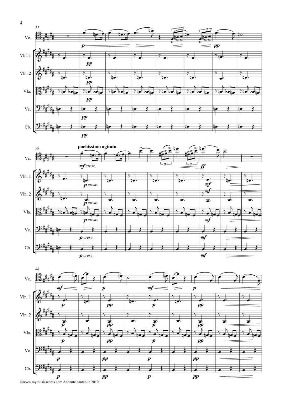 Tchaikovsky Andante Cantabile for Cello and Orchestra String Orchestra scores gallery preview page 5