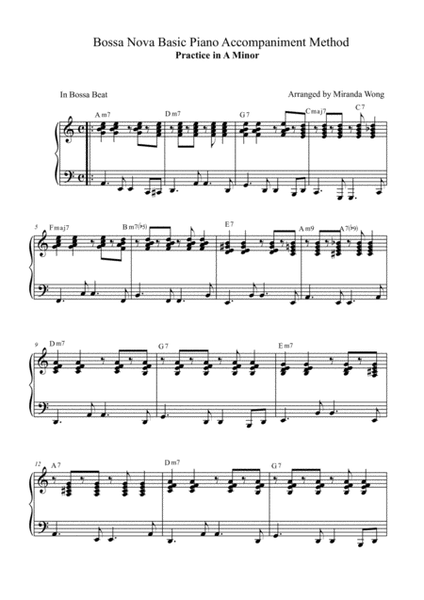 Piano Accompaniment for Bossa Nova No.1 in A minor - Jazz Lesson No.1 image number null