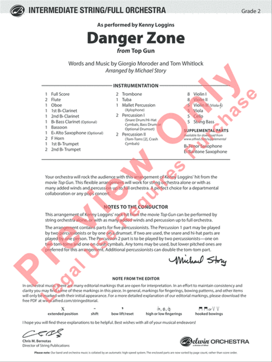 Danger Zone from Top Gun Danger Zone from Top Gun Full Orchestra scores gallery preview page 2