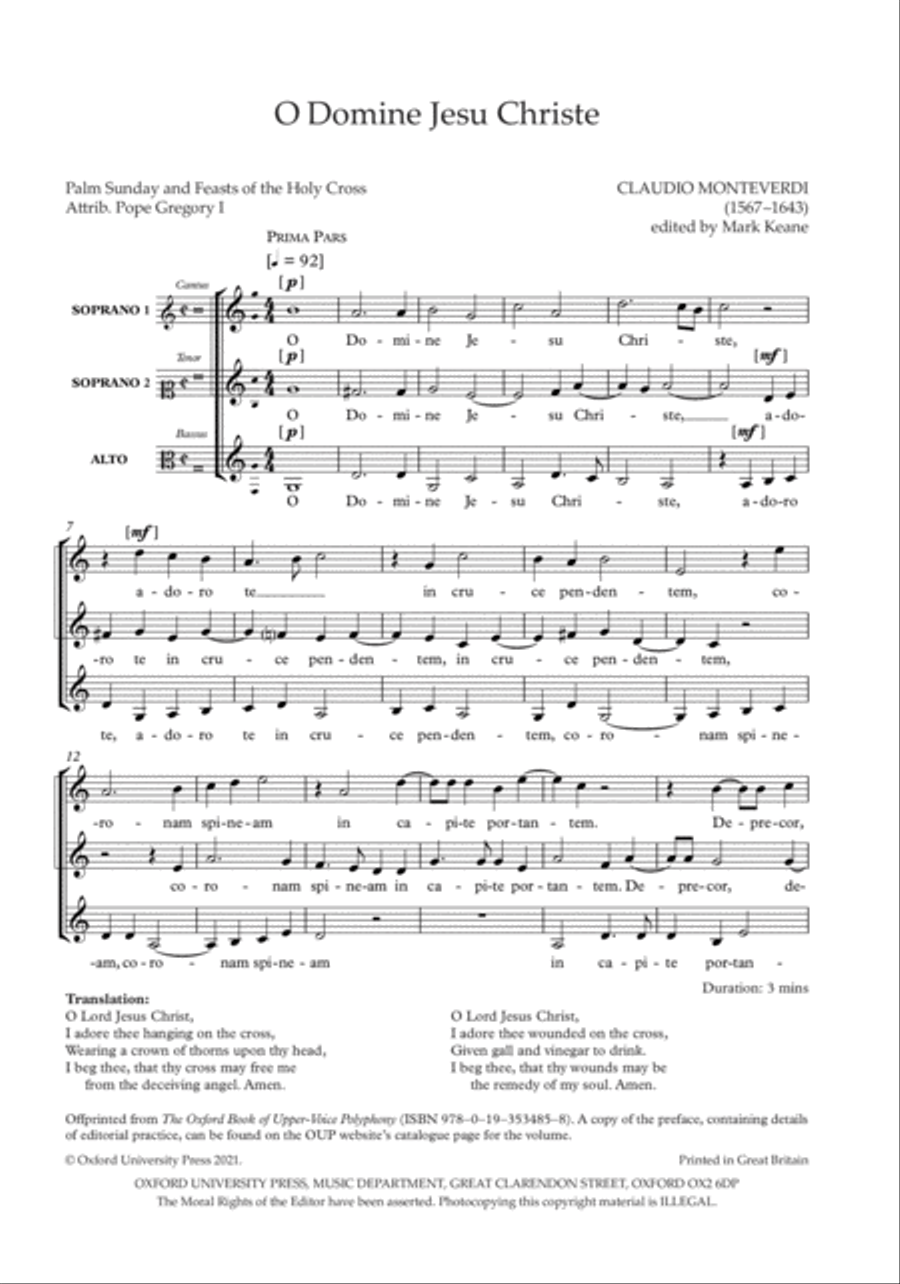 O Domine Jesu Christe SSA scores gallery preview page 2