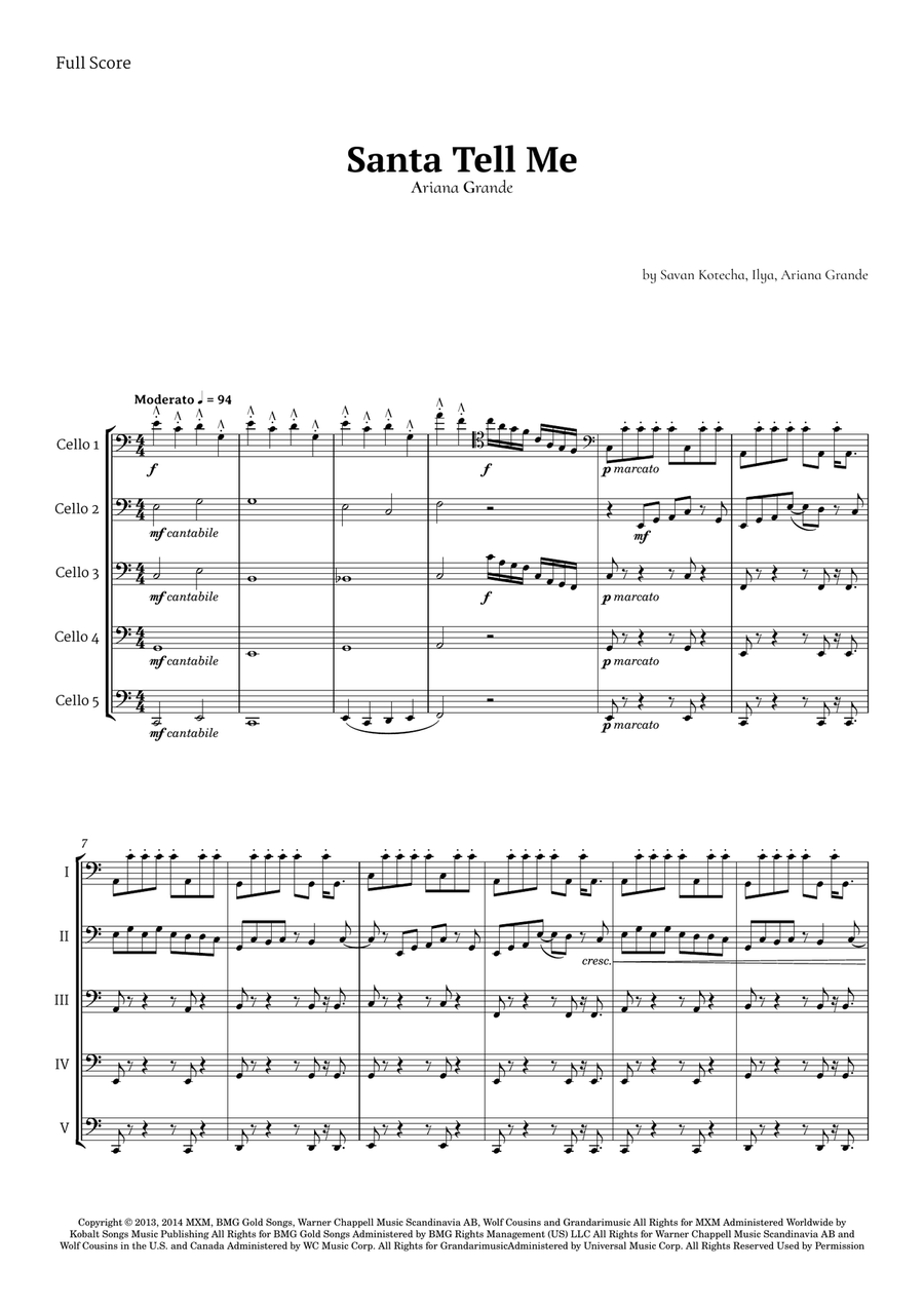 Santa Tell Me String Quintet scores gallery preview page 1