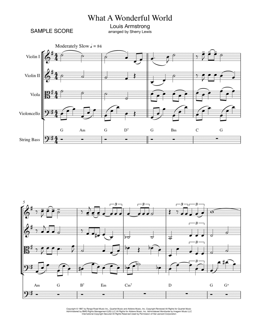 What A Wonderful World String Quintet scores gallery preview page 1