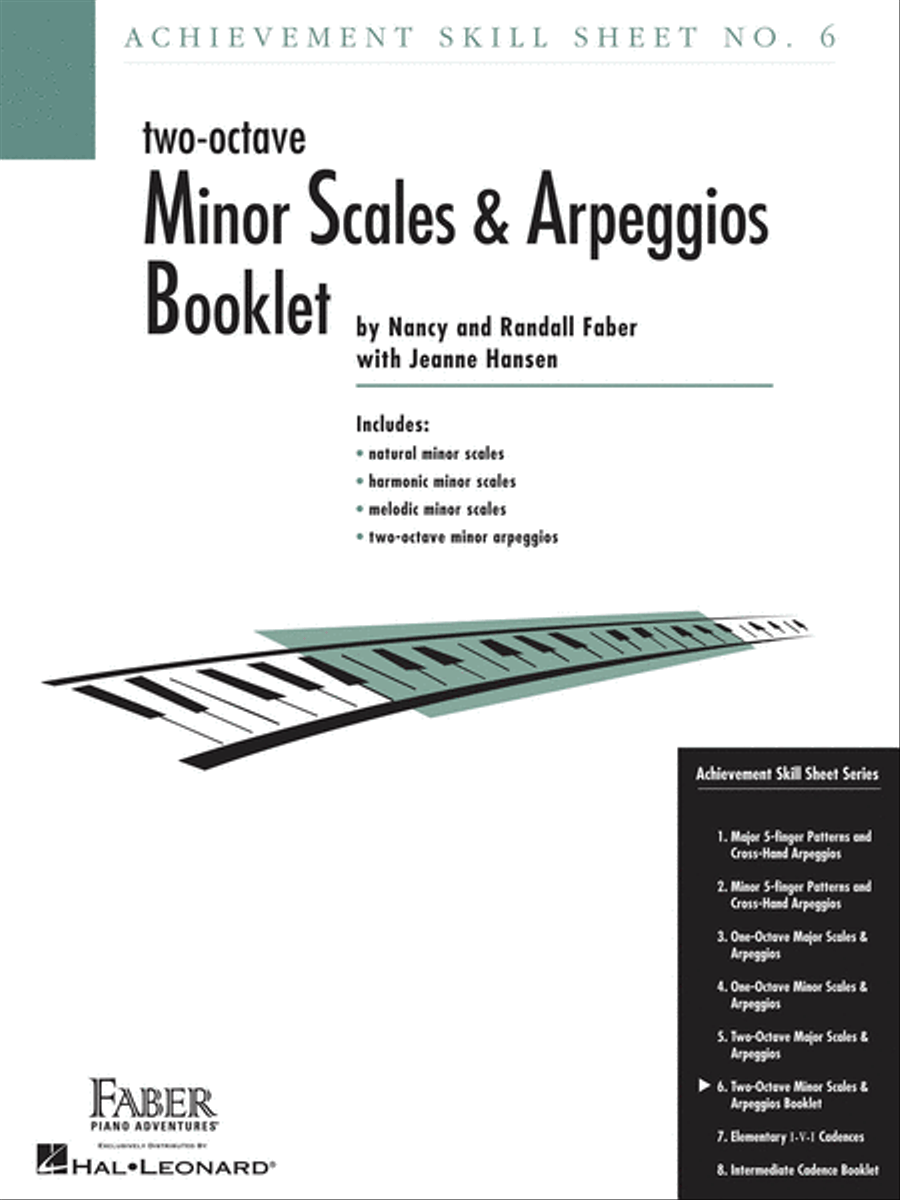 Achievement Skill Sheet No. 6: Two-Octave Minor Scales & Arpeggios Piano Method scores gallery preview page 1