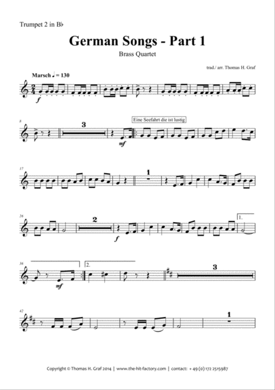 German Songs Part 1 - Oktoberfest - Brass Quartet image number null