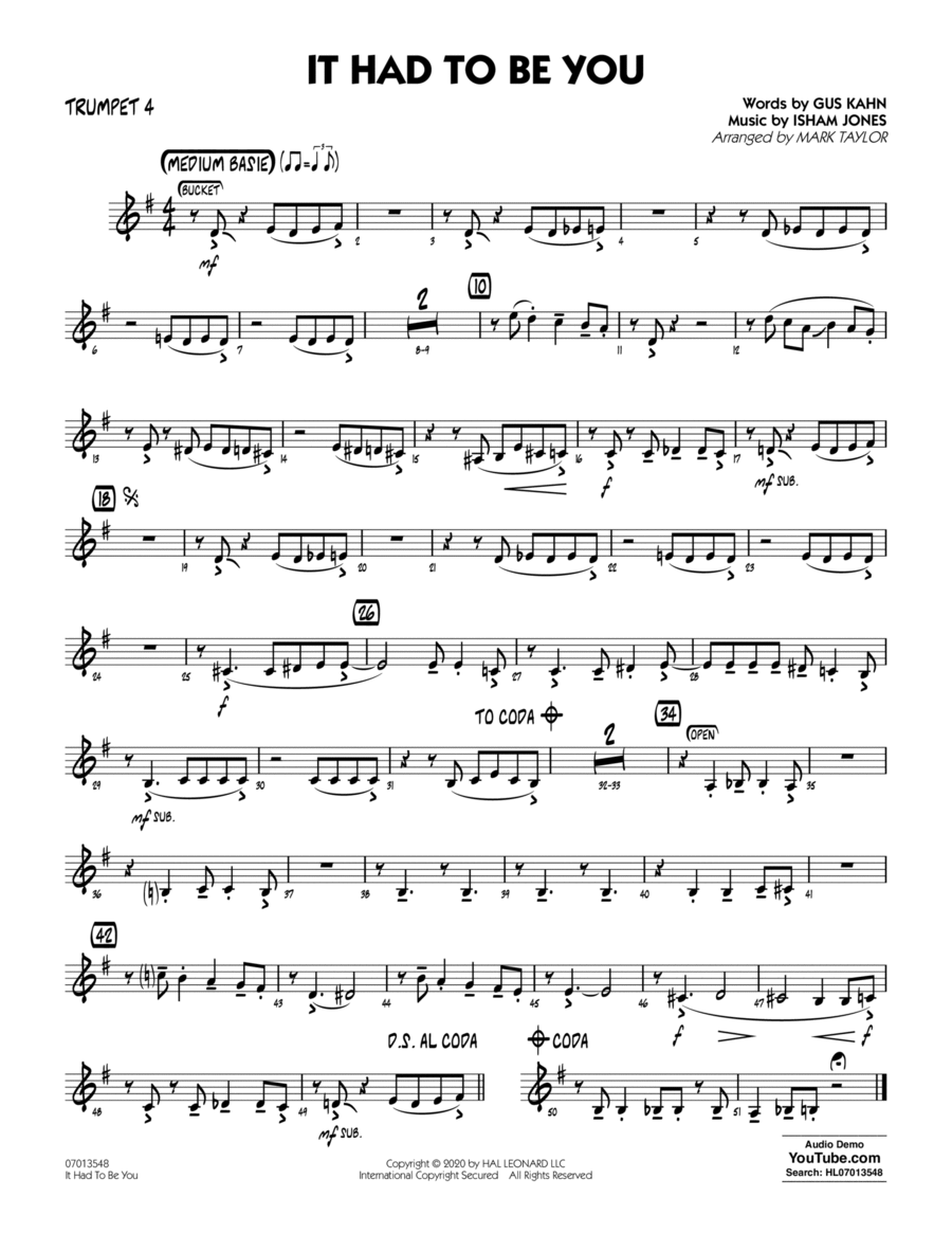 It Had to Be You (arr. Mark Taylor) - Trumpet 4