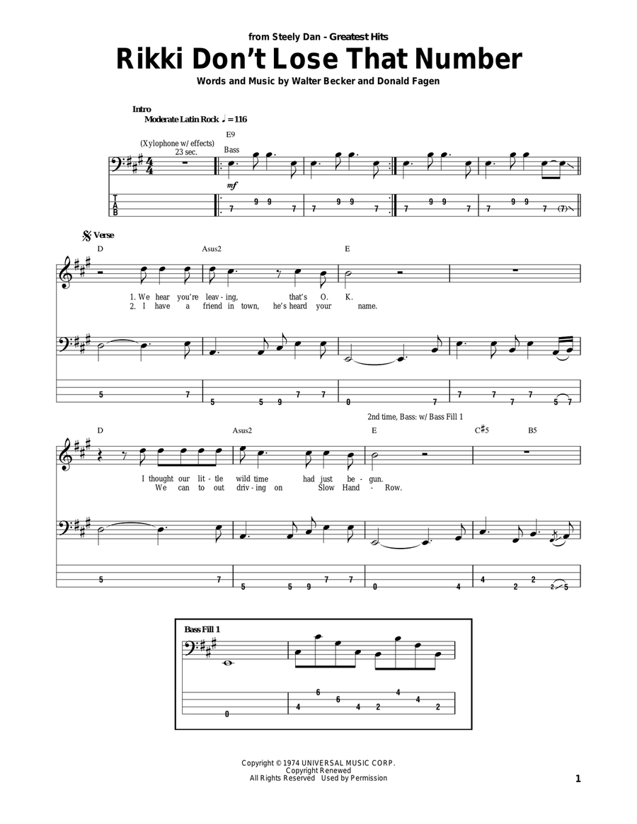 Rikki Don't Lose That Number Acoustic Guitar scores gallery preview page 1
