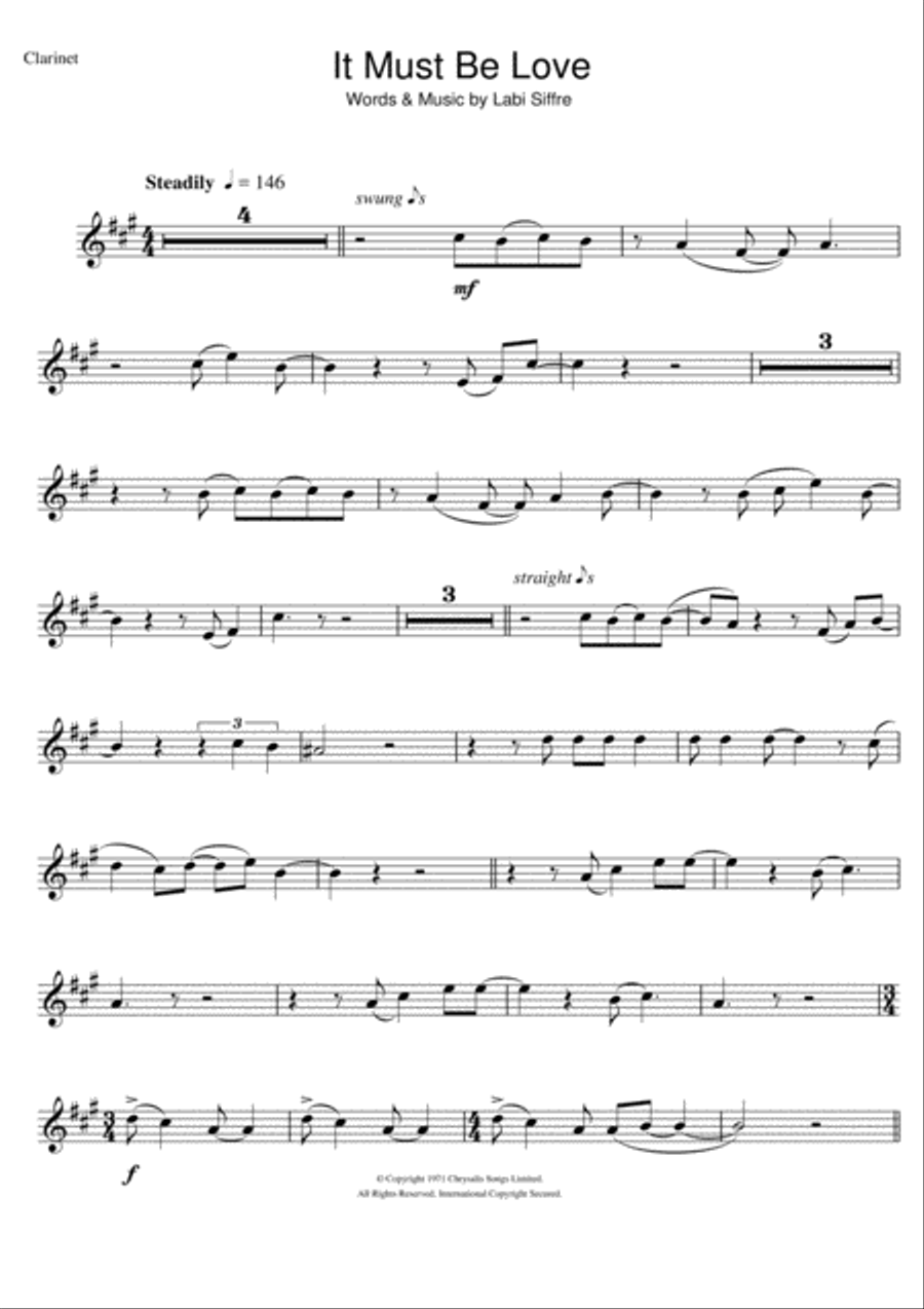 It Must Be Love Clarinet Solo scores gallery preview page 1