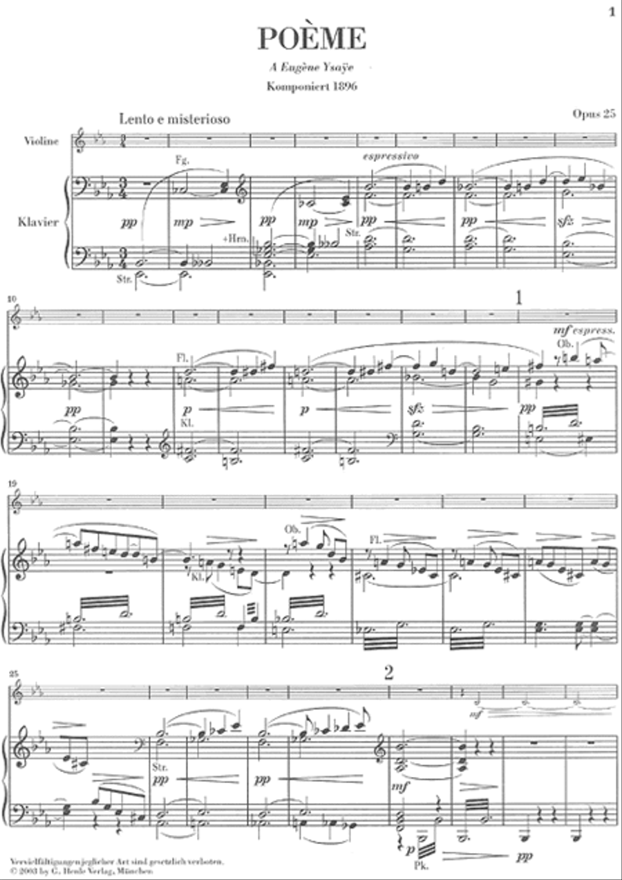Poème for Violin and Orchestra Op. 25 Violin Solo scores gallery preview page 2