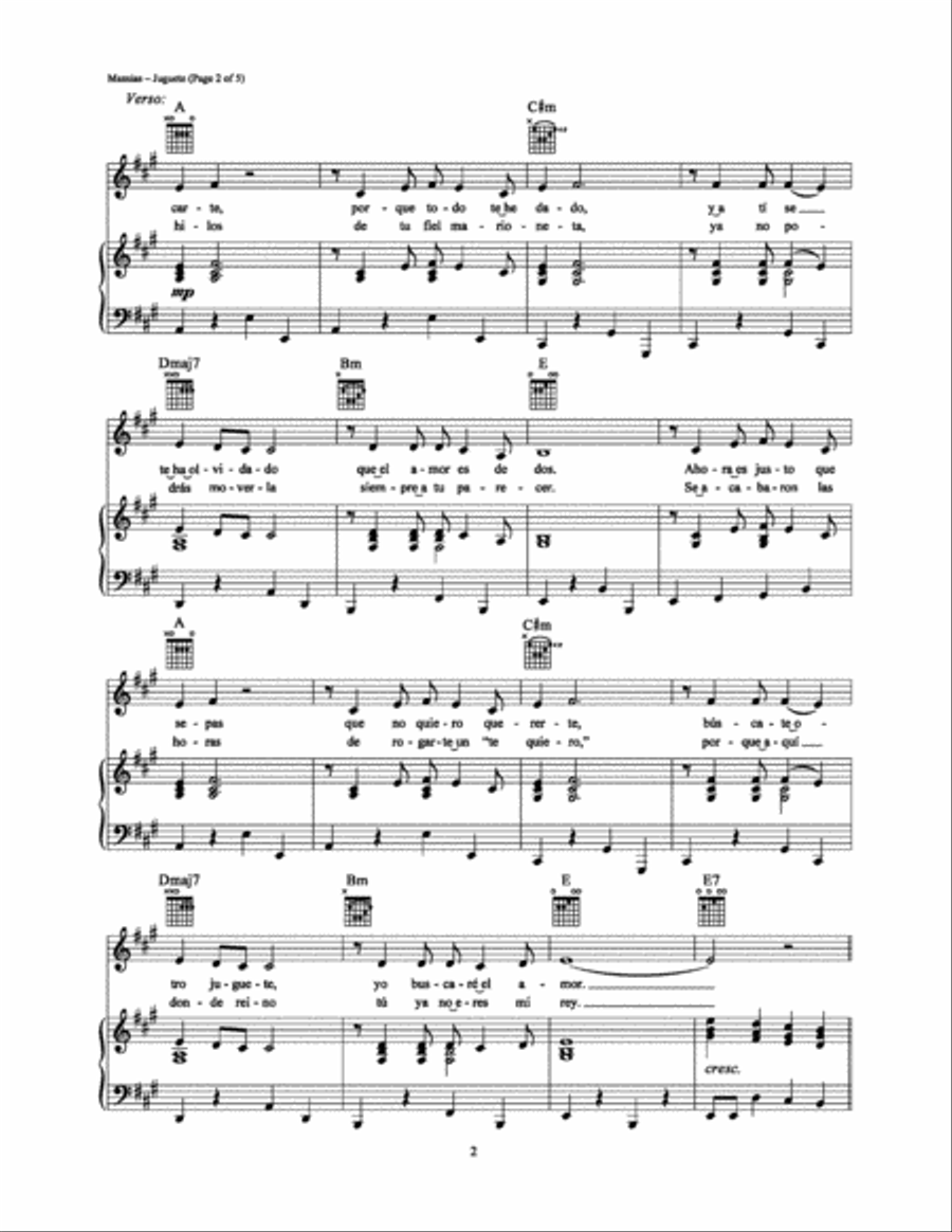Juguete Juguete Piano, Vocal, Guitar scores gallery preview page 2