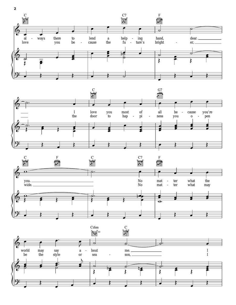 I Love You Because Piano, Vocal, Guitar scores gallery preview page 2