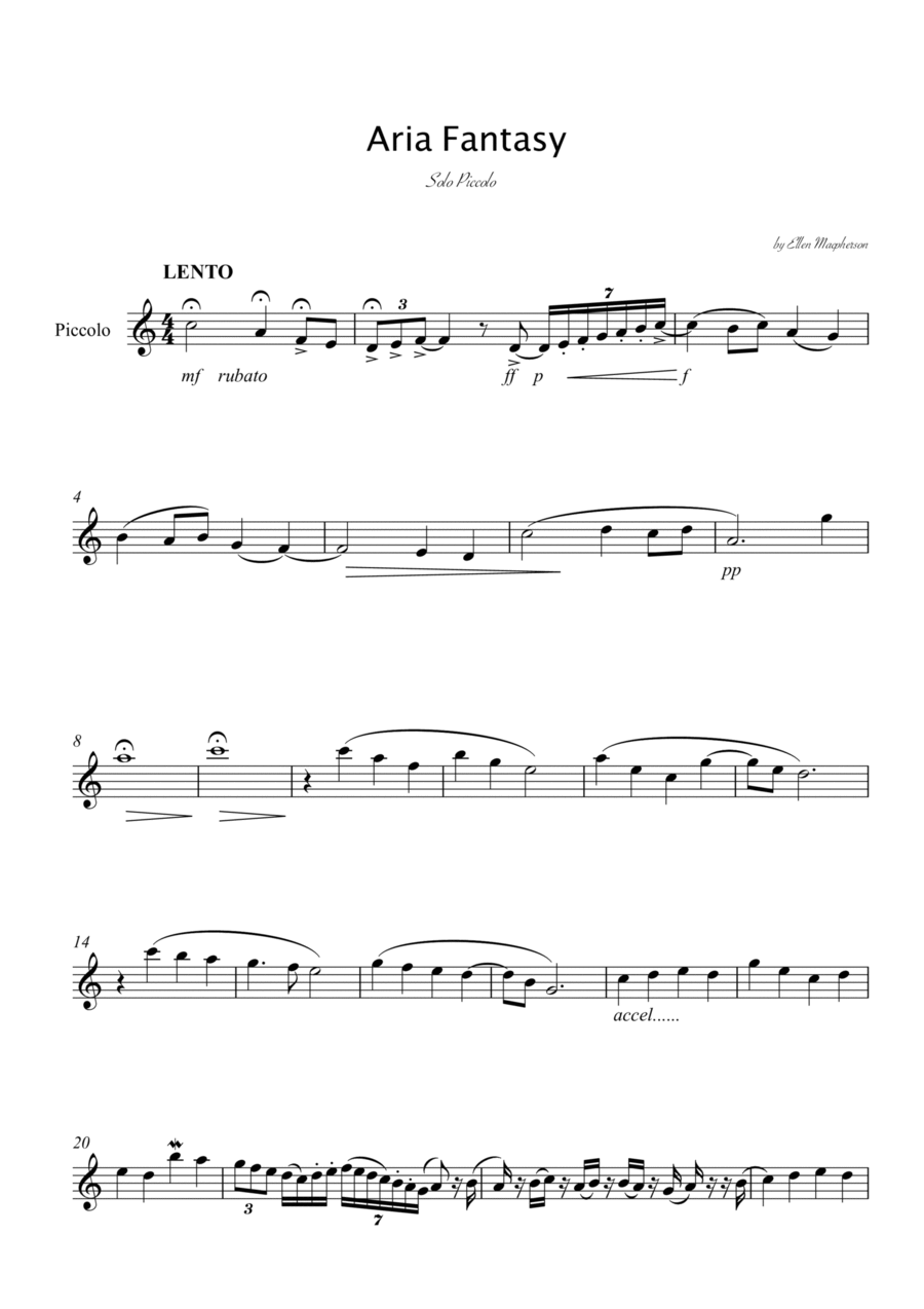 Aria Fantasy for Solo Piccolo Piccolo scores gallery preview page 1