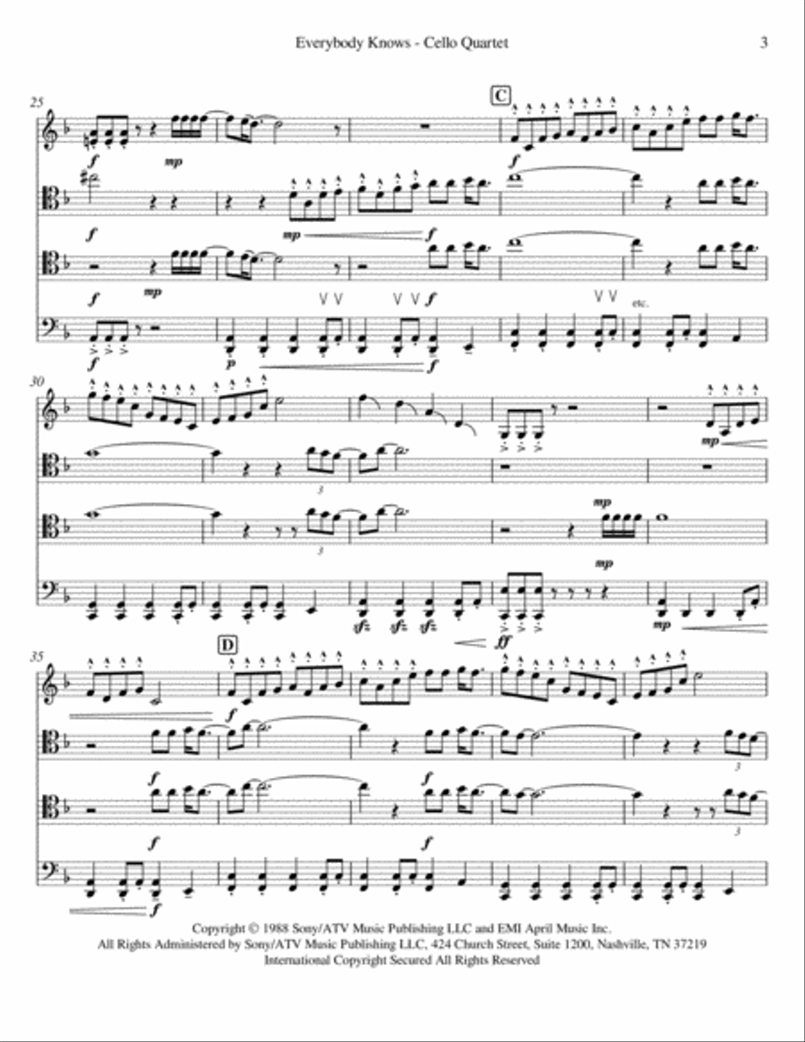 Everybody Knows Everybody Knows Cello scores gallery preview page 3