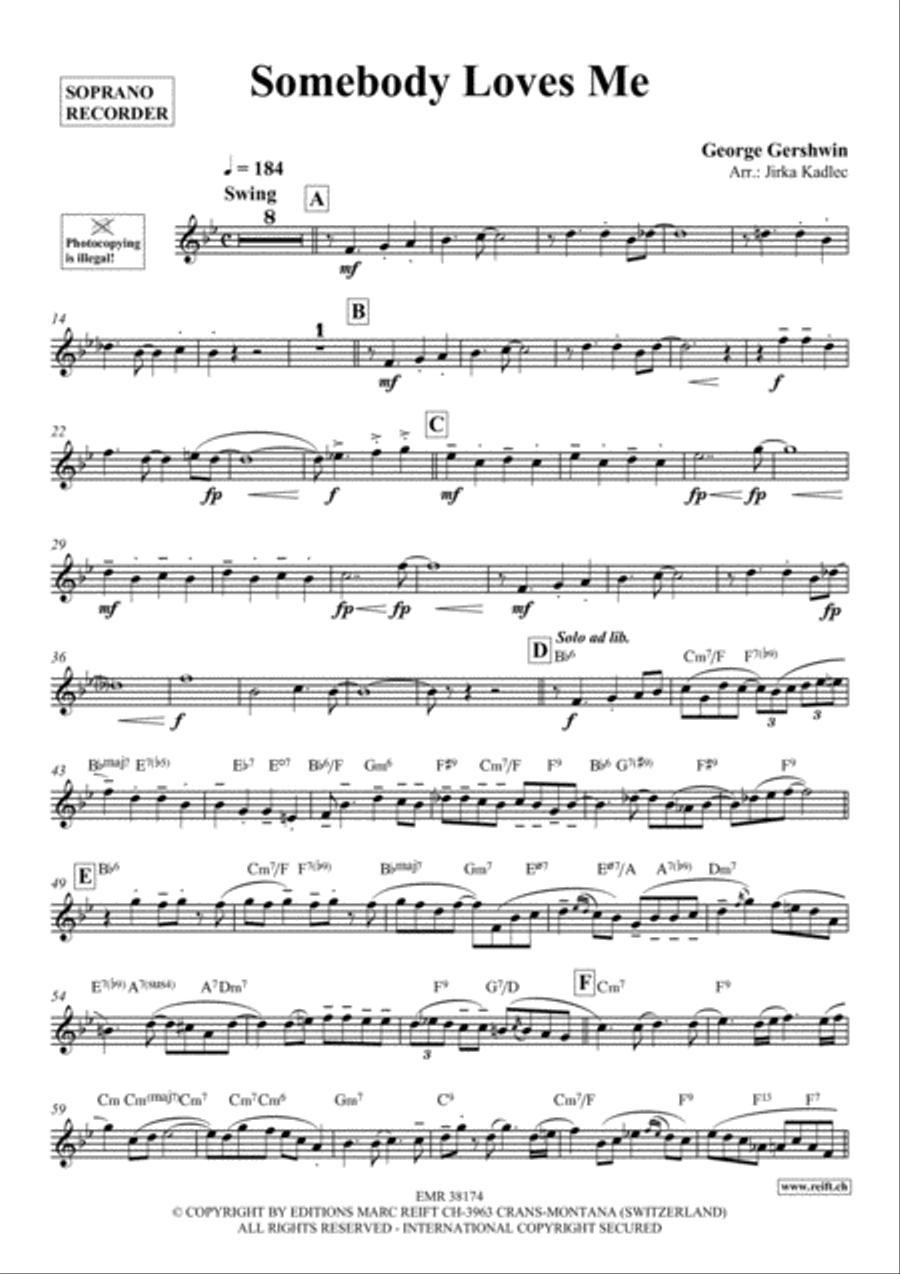 Somebody Loves Me Soprano Recorder scores gallery preview page 2