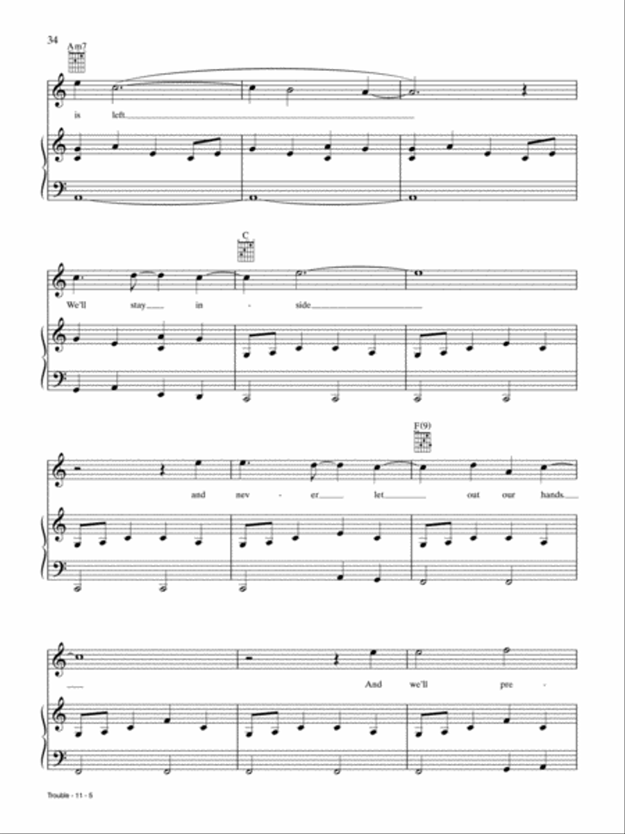 Trouble Piano, Vocal, Guitar scores gallery preview page 5