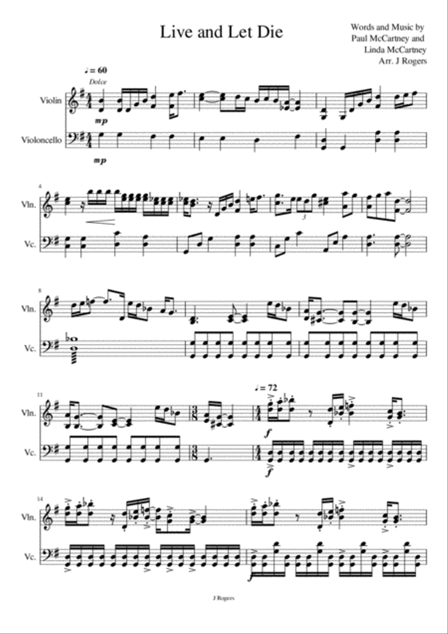 Live And Let Die String Duet scores gallery preview page 1
