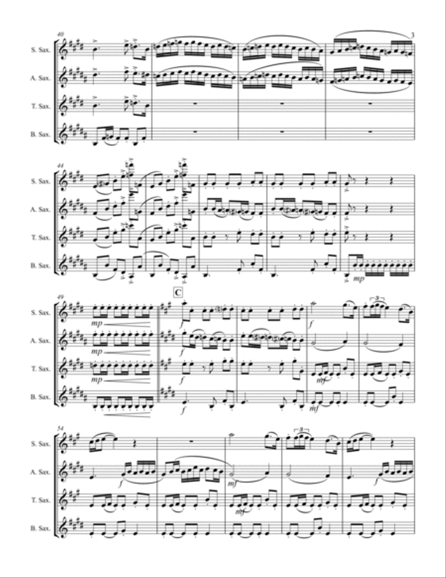 Albéniz - “Sevilla” from Suite Española (for Saxophone Quartet SATB) Saxophone Quartet scores gallery preview page 4