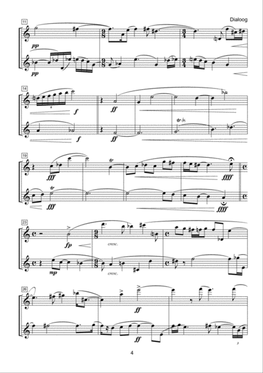 Dialoog for Two Alto Saxophones Woodwind Duet scores gallery preview page 3