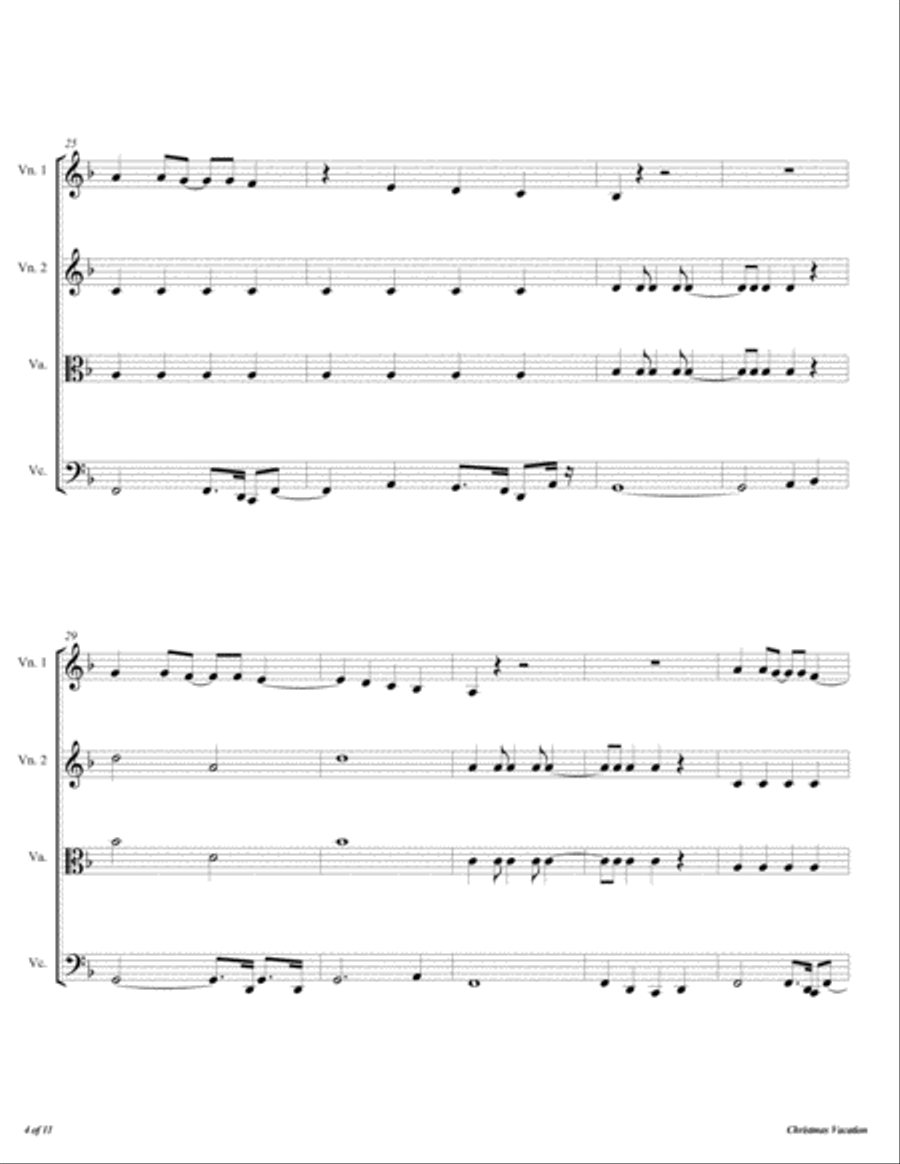 Christmas Vacation String Quartet scores gallery preview page 5