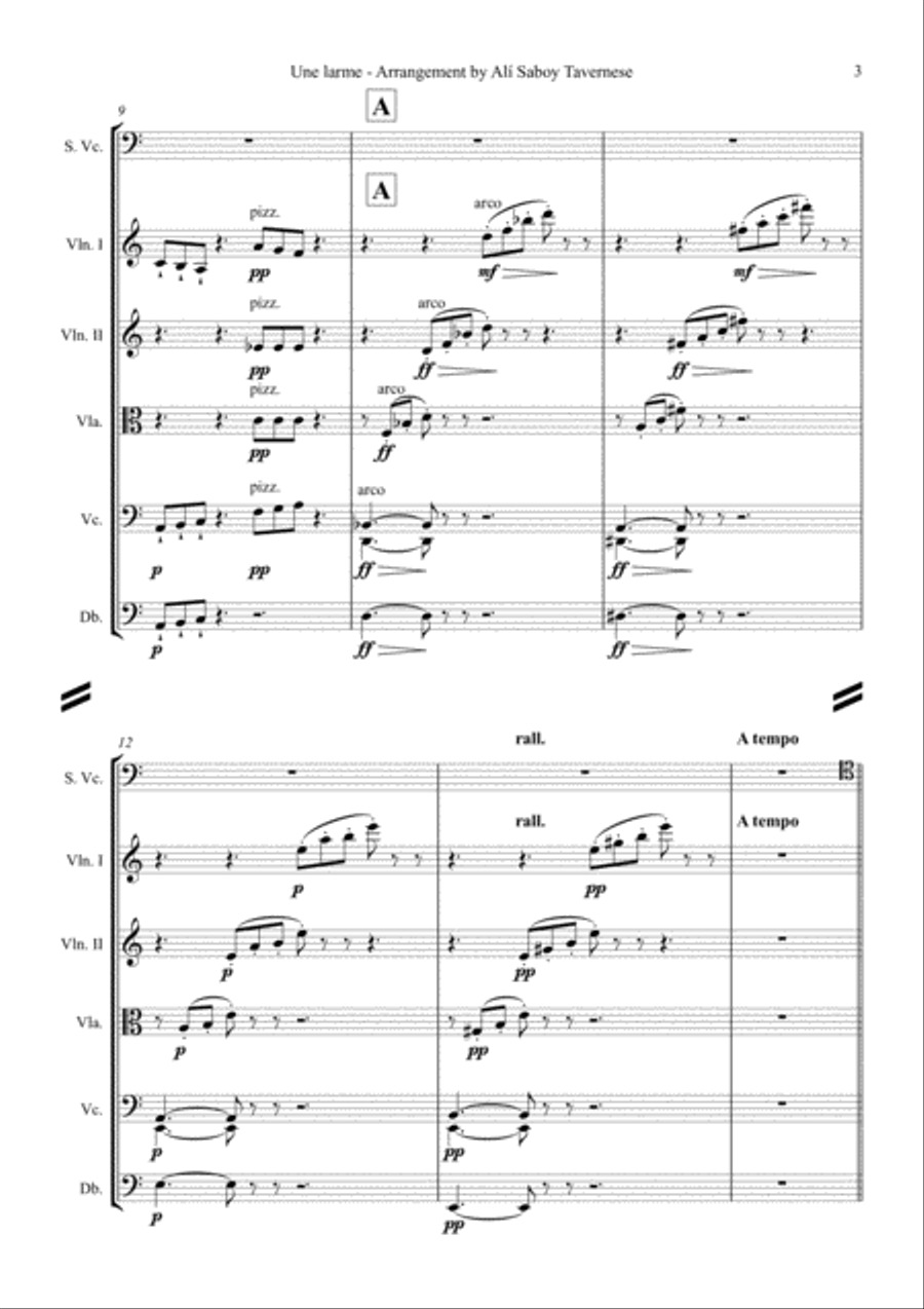 Une larme. String Orchestra scores gallery preview page 4