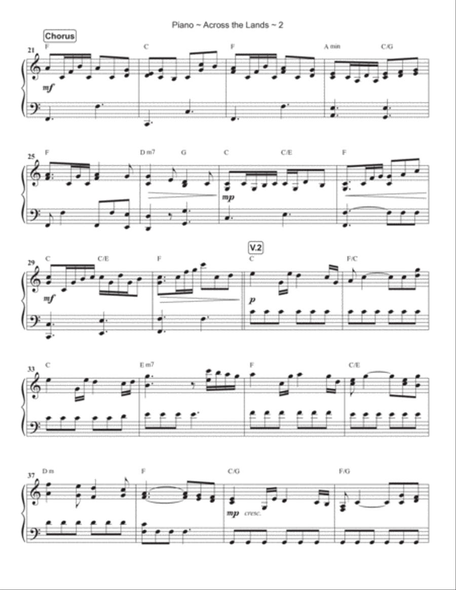 Across The Lands You're The Word Of God Piano Solo scores gallery preview page 3