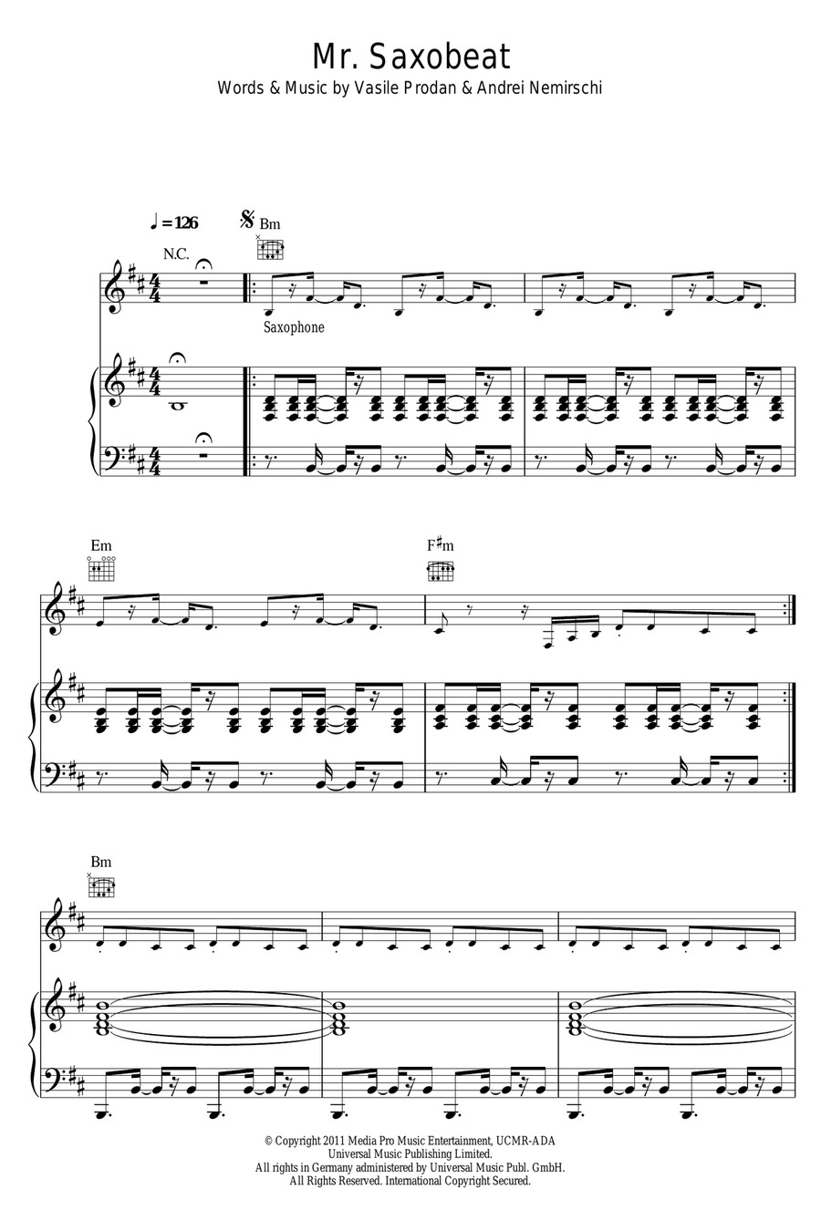 Mr Saxobeat Piano, Vocal scores gallery preview page 1