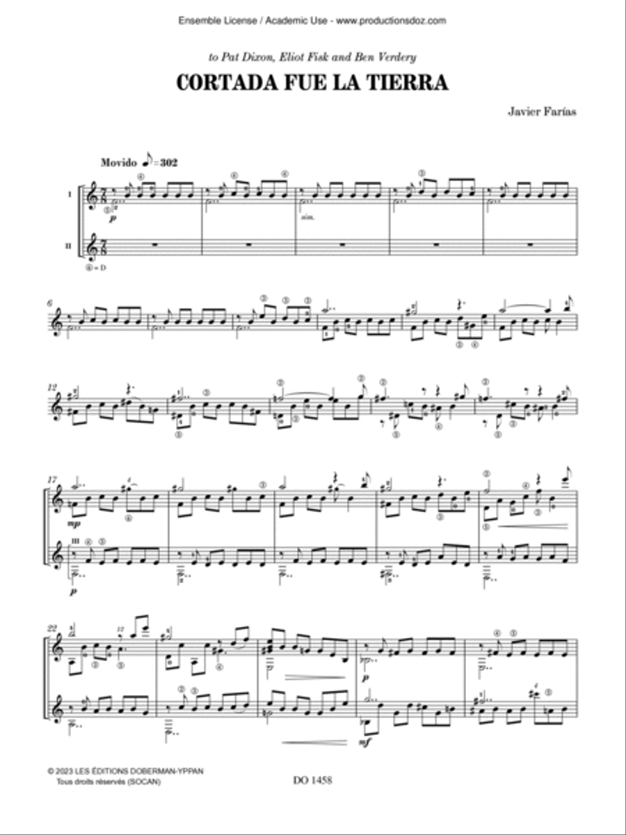 Cortada Fue la Tierra Classical Guitar scores gallery preview page 3