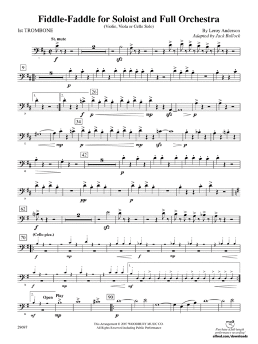 Fiddle-Faddle for Soloist and Full Orchestra: 1st Trombone Full Orchestra scores gallery preview page 1
