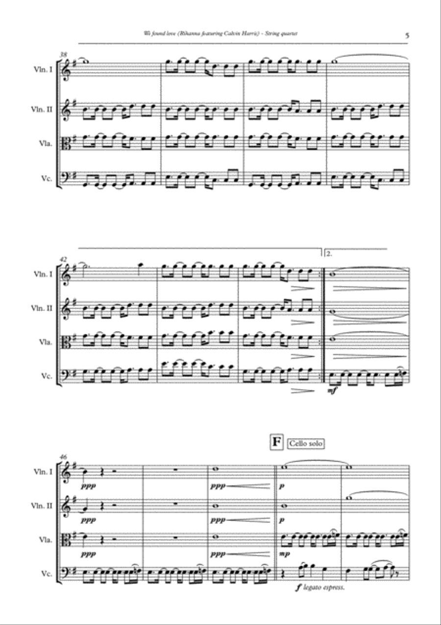 We Found Love String Quartet scores gallery preview page 5