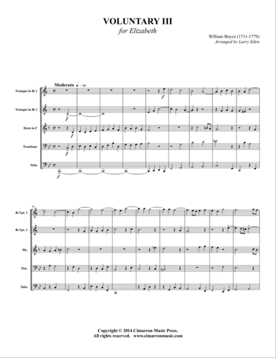 Voluntary III Brass Quintet scores gallery preview page 1
