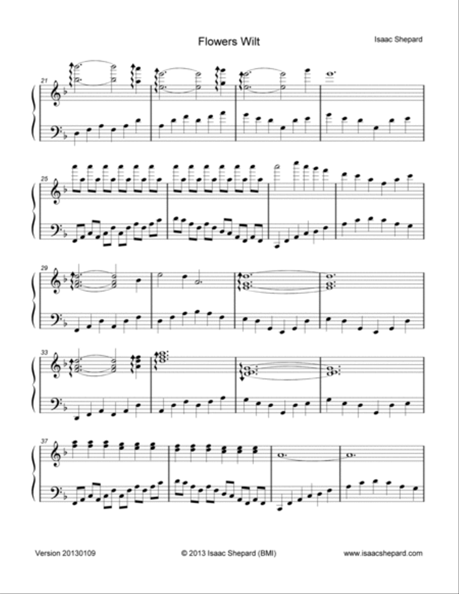 Flowers Wilt Piano Solo scores gallery preview page 2