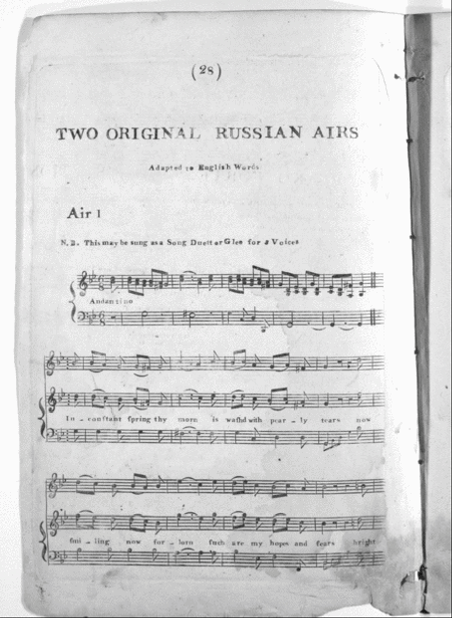 Two Original Russian Airs Voice scores gallery preview page 2
