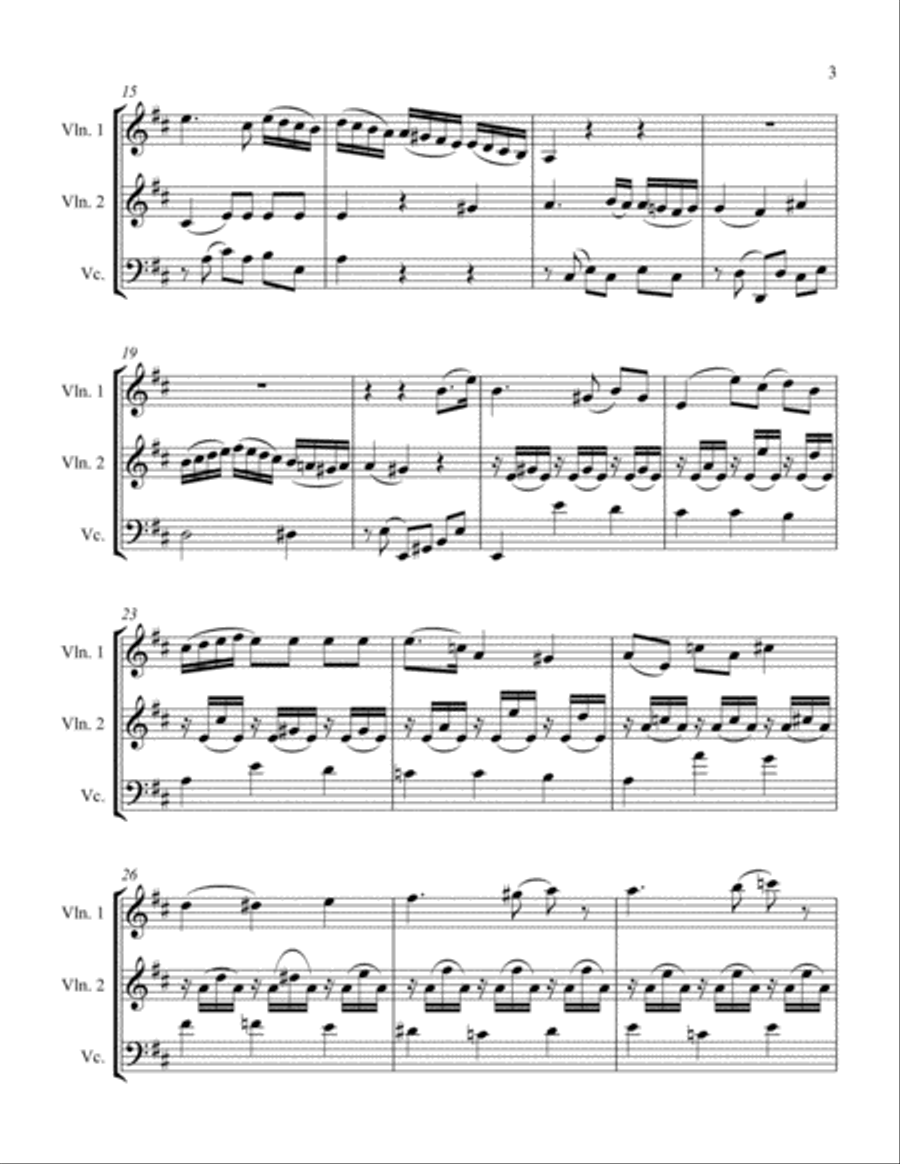 Sonata #2 Movement 1 String Trio scores gallery preview page 3