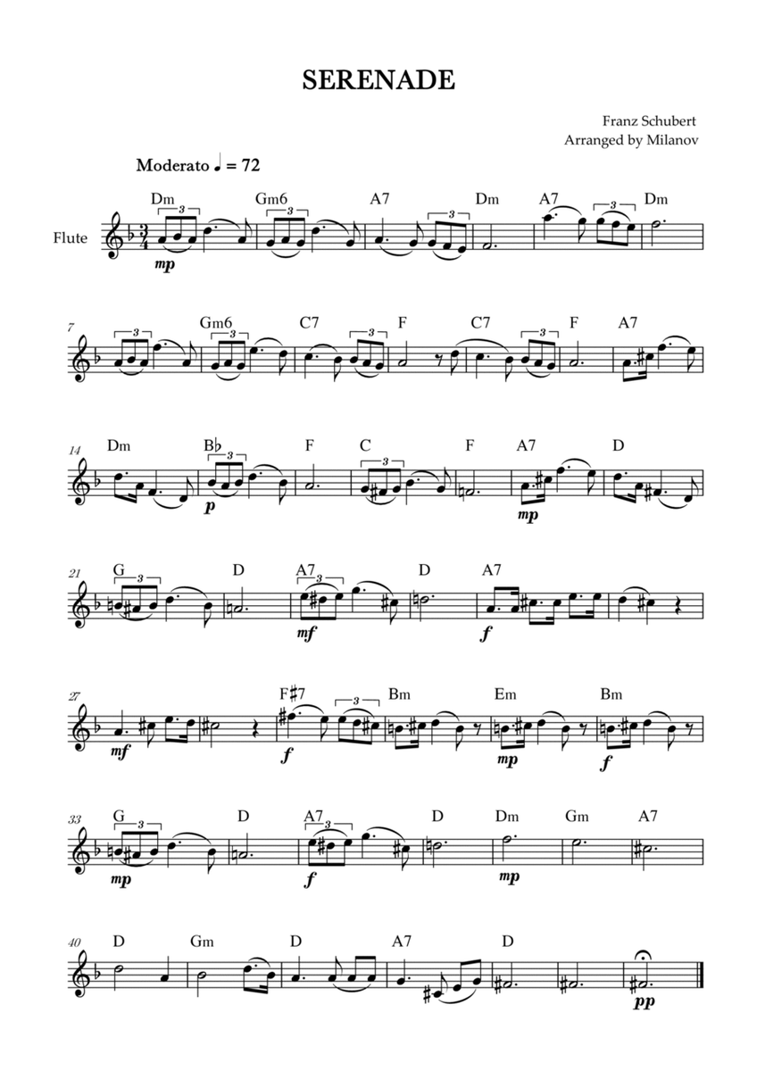 Serenade | Schubert | Flute | Chords image number null
