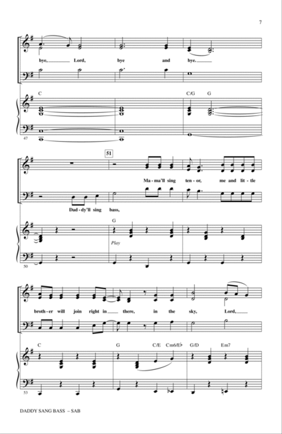 Daddy Sang Bass 3-Part scores gallery preview page 6