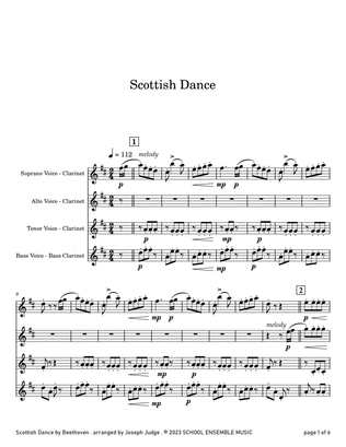 Scottish Dance by Beethoven for Clarinet Quartet in Schools