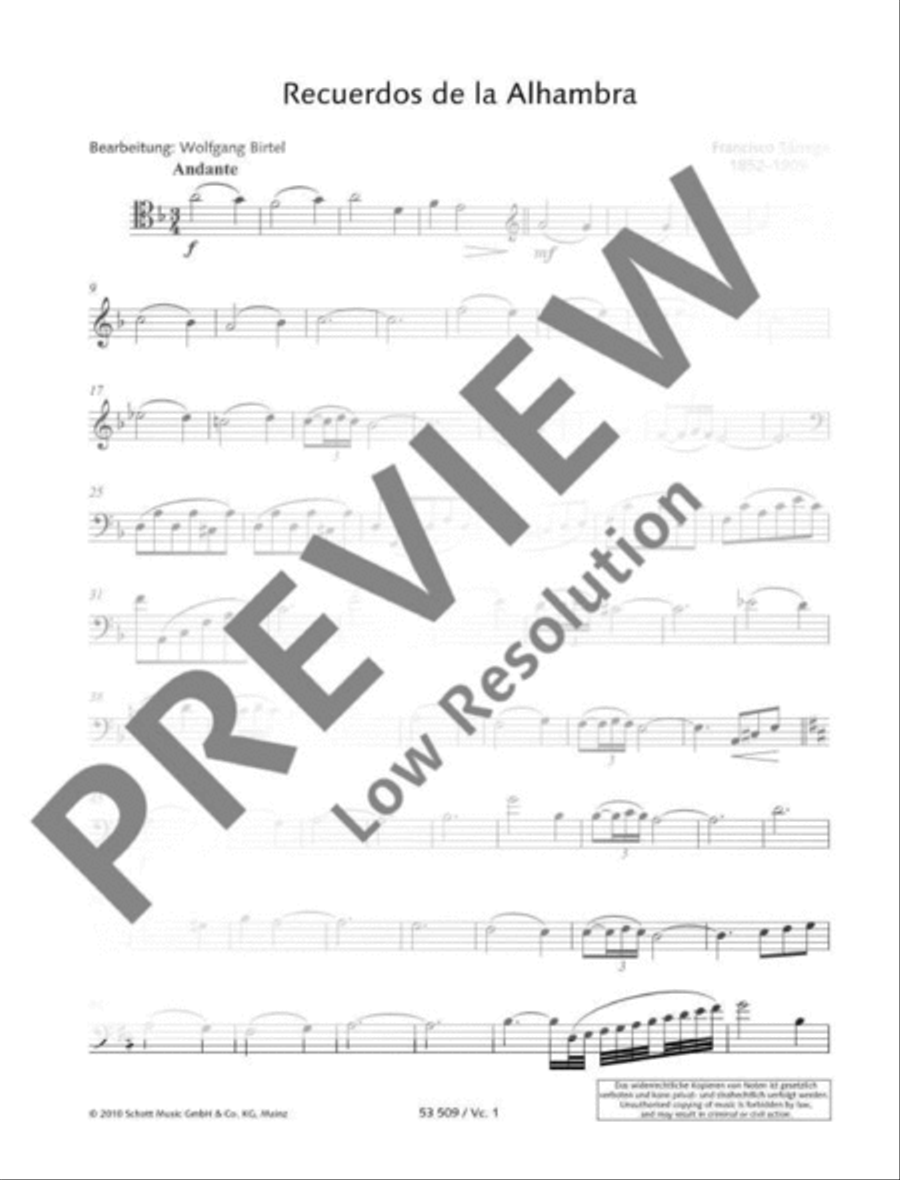 Memories of the Alhambra Cello scores gallery preview page 10