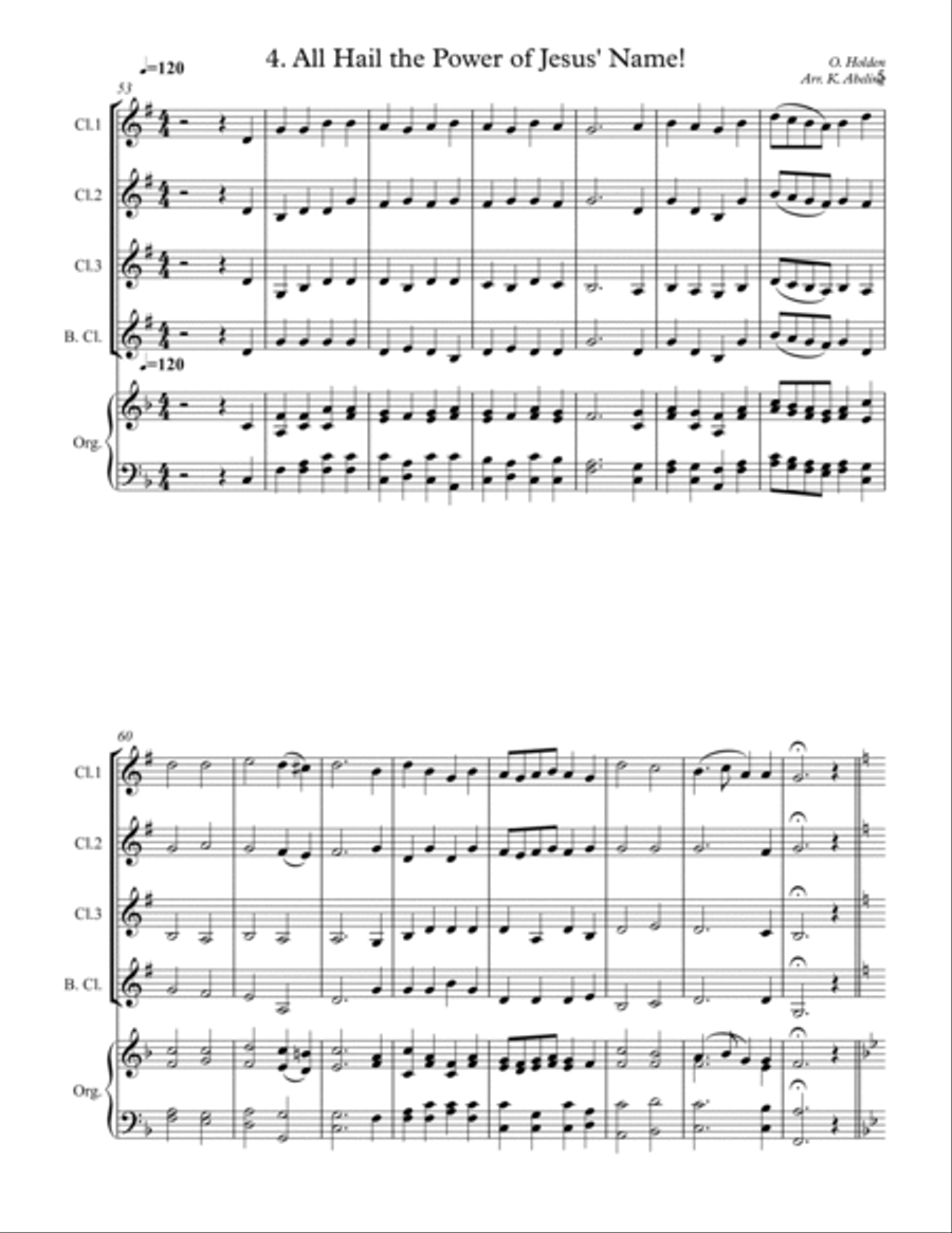 40 Beloved Christian Hymns Volume I (for Clarinet Quartet and optional Organ) Clarinet Quartet scores gallery preview page 6