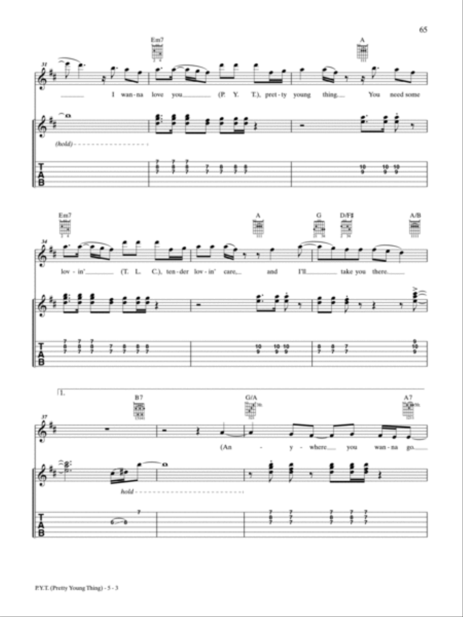 P.Y.T. (Pretty Young Thing) Guitar Tablature scores gallery preview page 3