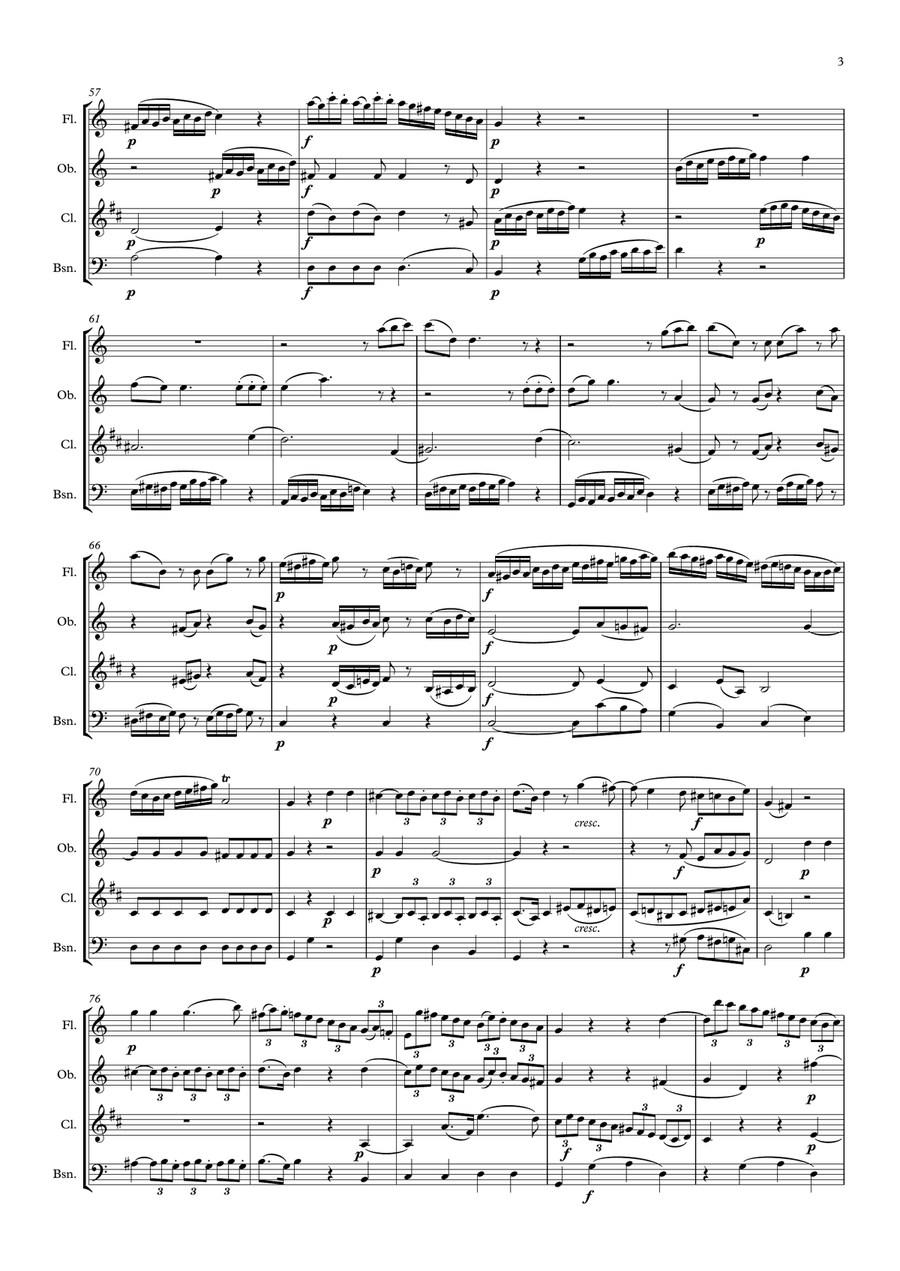 Mozart: String Quartet No.19 in C major K465 (Dissonance) Mvt.I Adagio/Allegro - wind quartet Woodwind Quartet scores gallery preview page 3