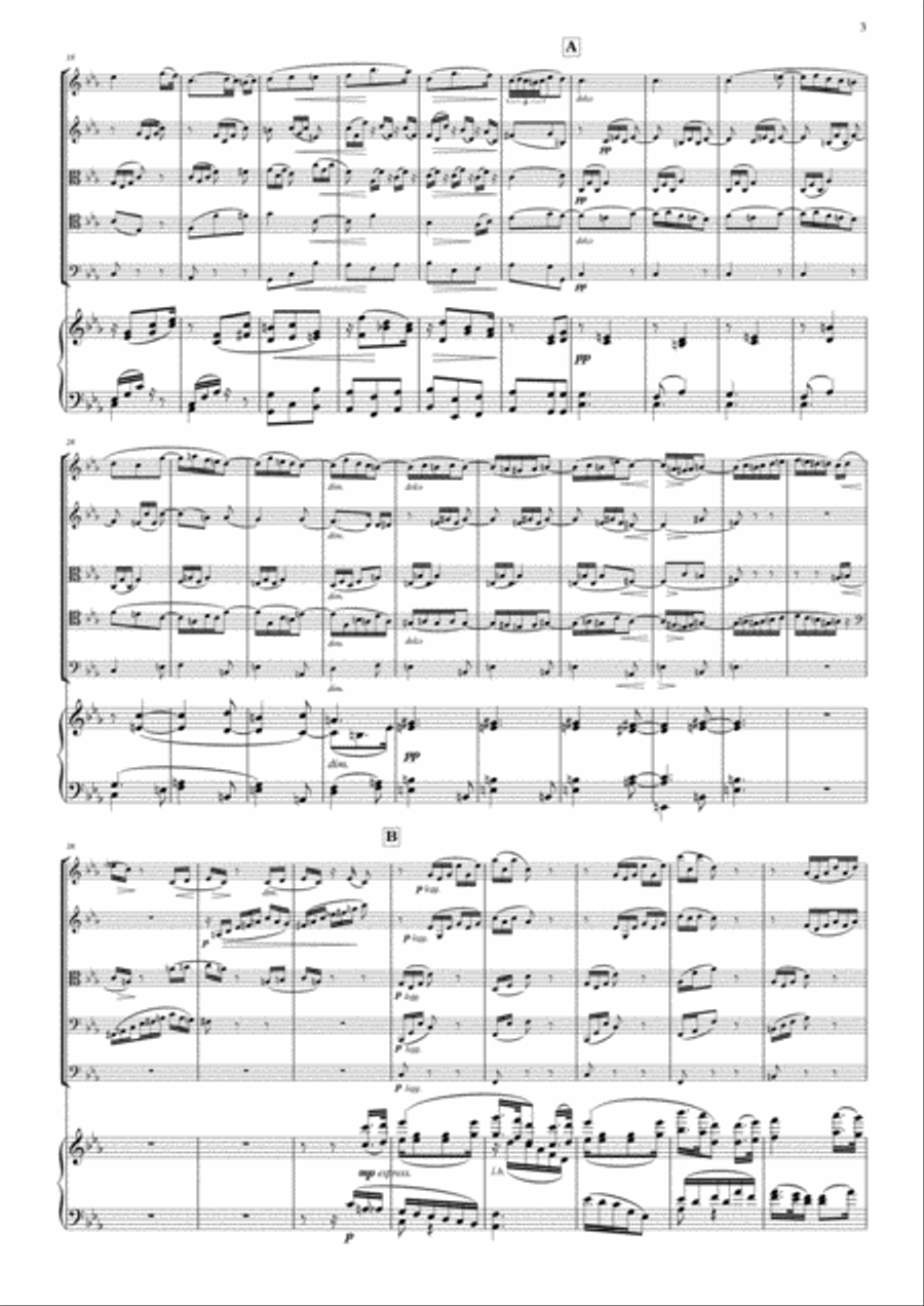 Symphony n°3 op.90, 3rd mvt for String Orchestra (quintet) and Piano Chamber Orchestra scores gallery preview page 3