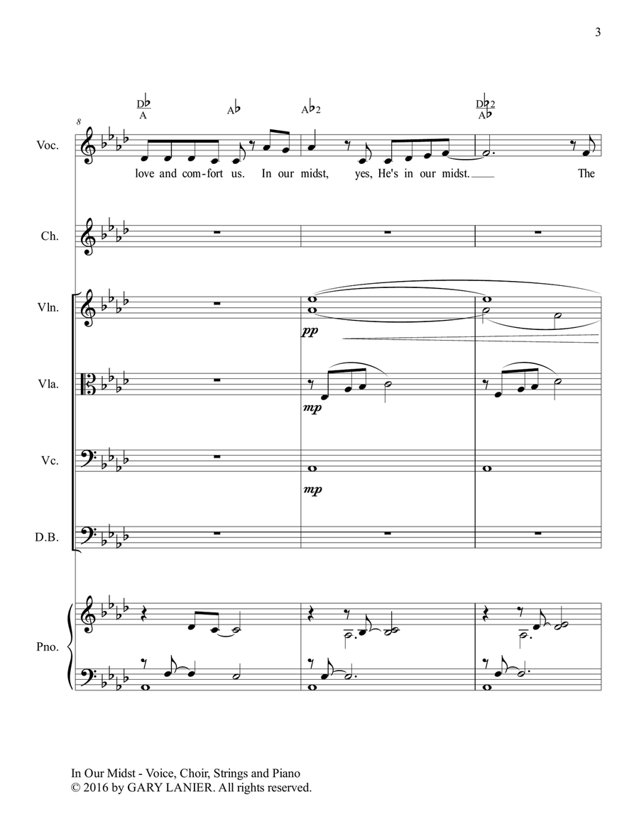 Gary Lanier: IN OUR MIDST (Worship - For Voice, Choir, String Orchestra and Piano with Parts) Choir scores gallery preview page 4