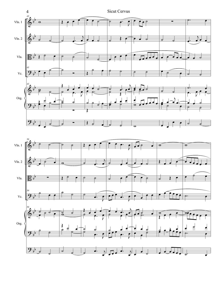 Sicut Cervus (String Quartet and Organ) String Quartet scores gallery preview page 4