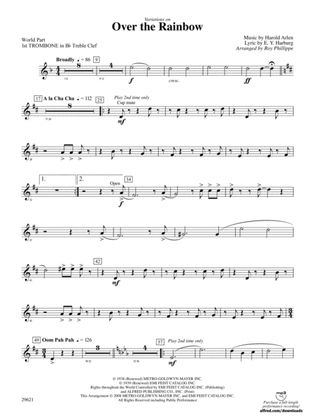 Over the Rainbow (from The Wizard of Oz), Variations on: (wp) 1st B-flat Trombone T.C.