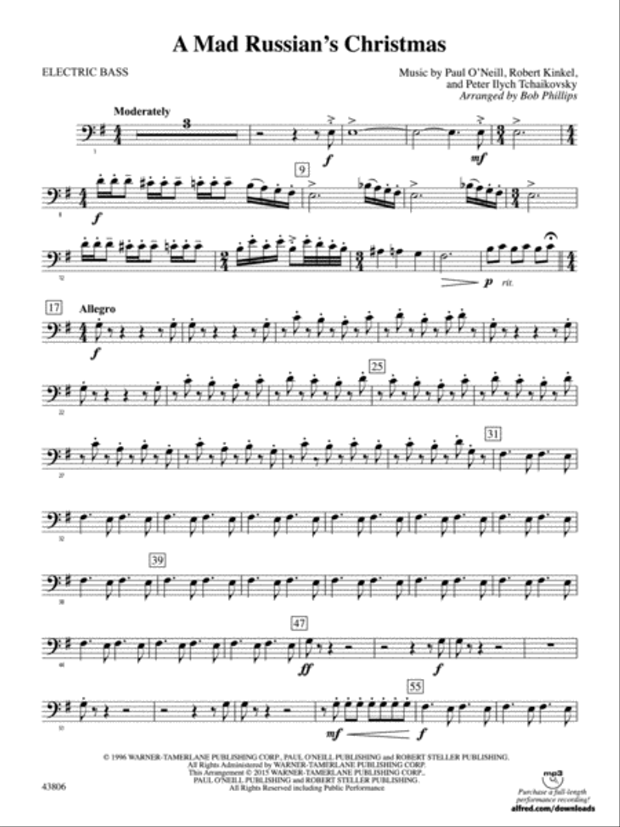 A Mad Russian's Christmas: Electric Bass Full Orchestra scores gallery preview page 1