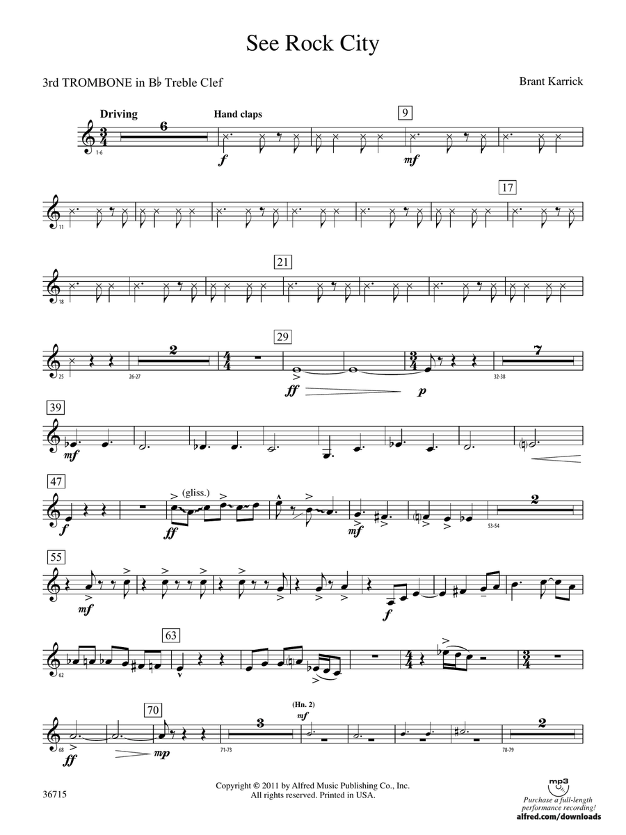 See Rock City: (World Part) 3rd B-flat Trombone T.C.