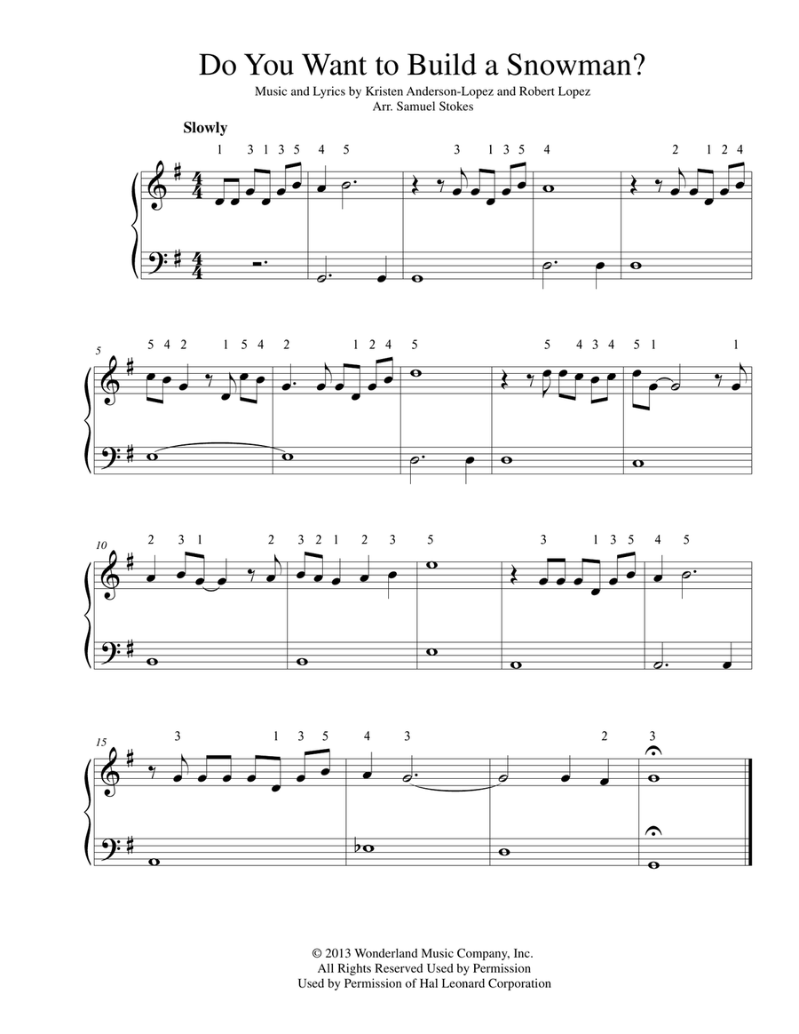 Do You Want To Build A Snowman? Easy Piano scores gallery preview page 1