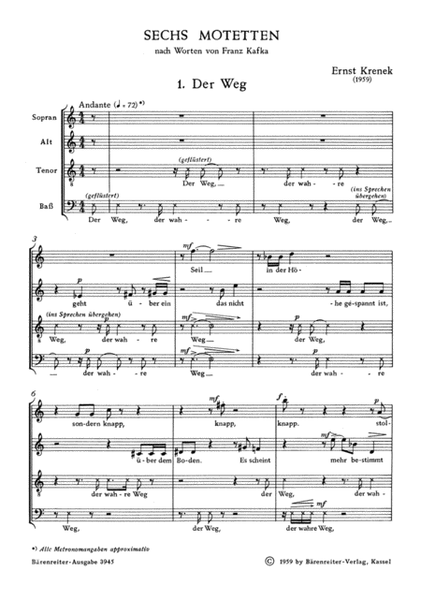 Sechs Motetten, op. 169 (1959)