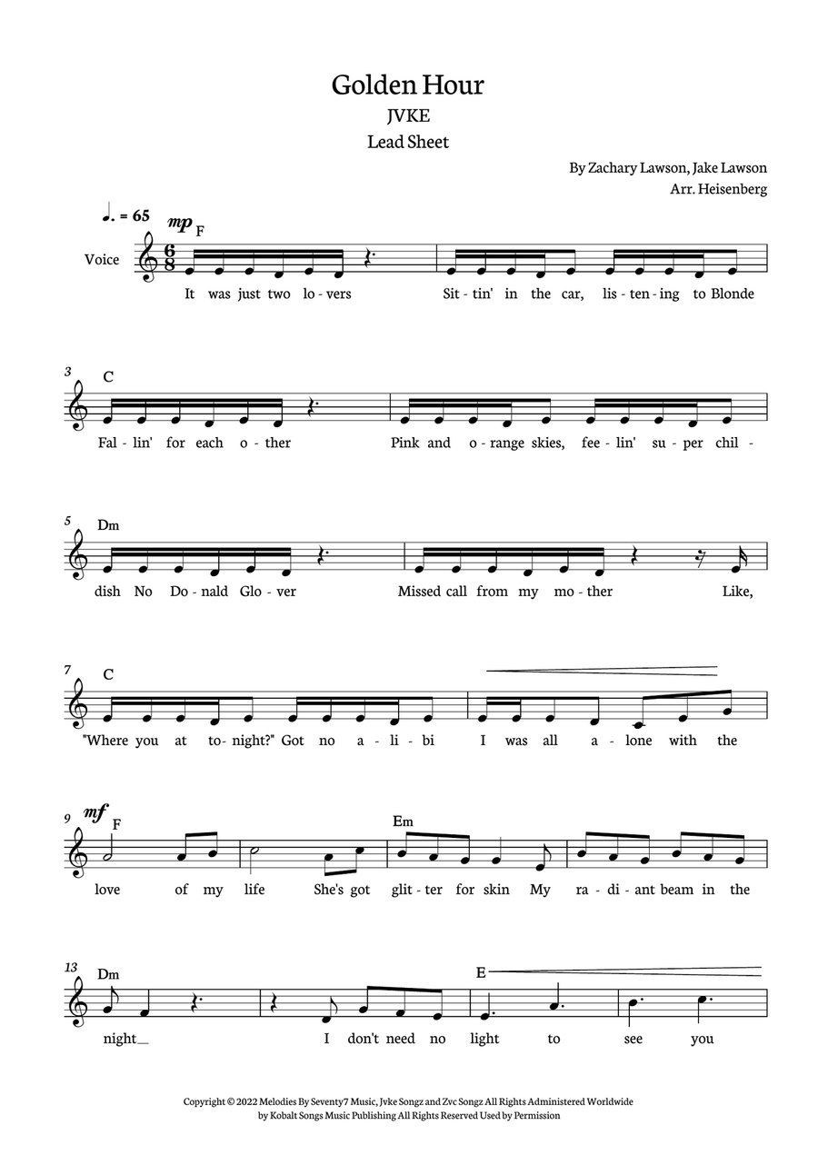 Golden Hour Piano scores gallery preview page 1